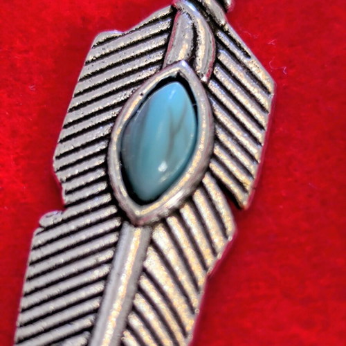 Boho Feather Earrings with Turquoise Stone new
