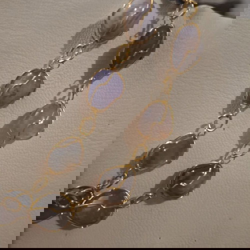 Vintage Artisan Necklace with Amethyst and Agate Stones, New