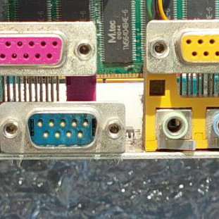Vindage motherboard with Celeron processor and 3 memories