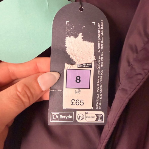 M&S Quilted Puffer Jacket with Hood new, purple