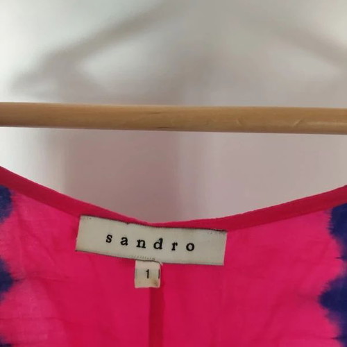 Sandro silk blouse pink and blue size S new