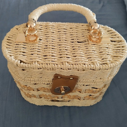 Straw bag Bag to Bag new, beige and green