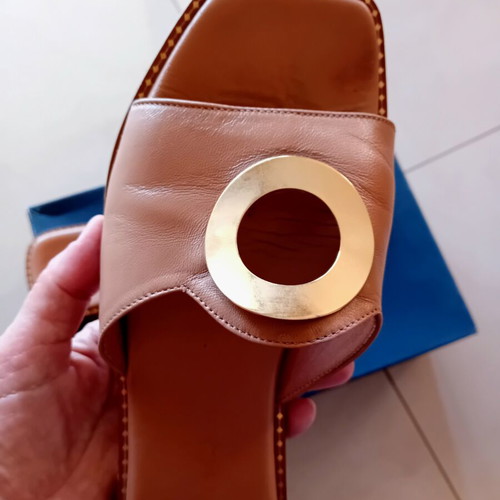 Leather women's sandals like new, size 41, tan with gold detail