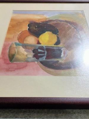 Original watercolor still life painting with fruits, framed, 2013
