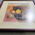 Original watercolor still life painting with fruits, framed, 2013