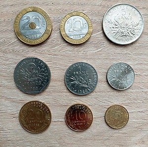 9 νομίσματα Γαλλίας