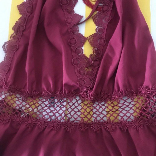 Satin dress new, backless mini with neck tie