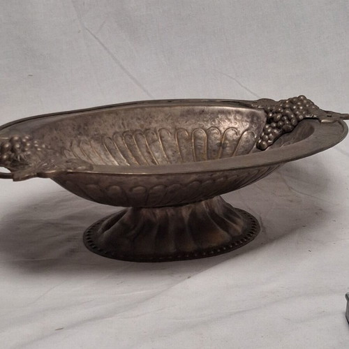 Vintage Silver Plate Fruit Bowl with Grape Decoration, 1950s, Like New