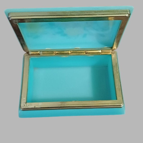 Vintage trinket box made in Hong Kong like new, turquoise floral design