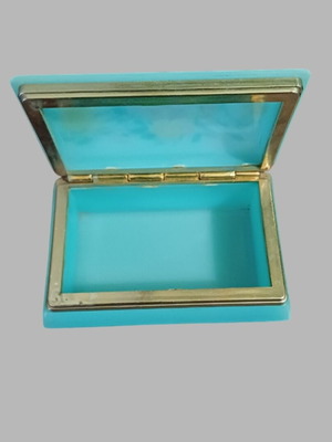Vintage trinket box made in Hong Kong like new, turquoise floral design