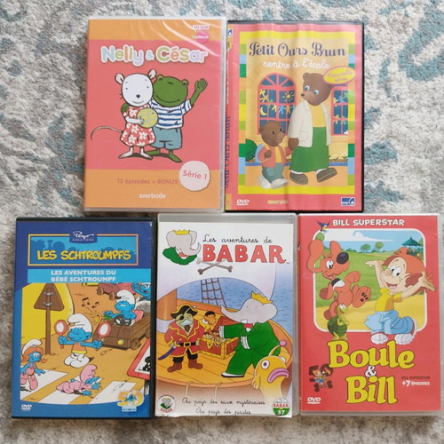 French children's DVDs used, pack of 5
