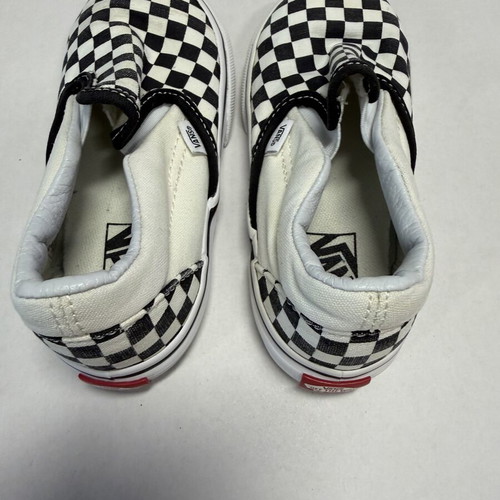 Vans Classic Slip-On shoes used, black and white checkerboard