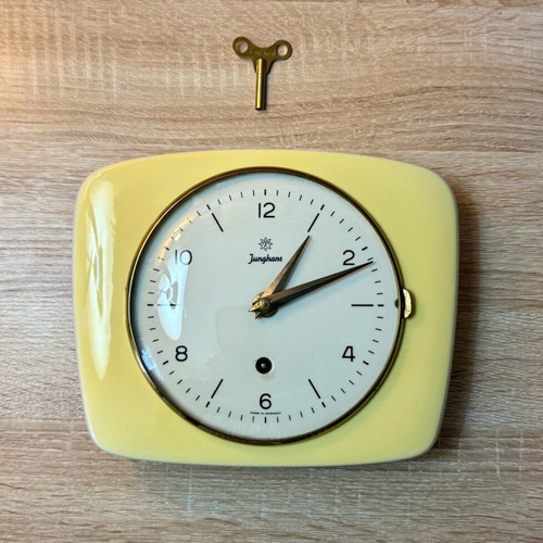 Junghans wall clock used porcelain wind-up
