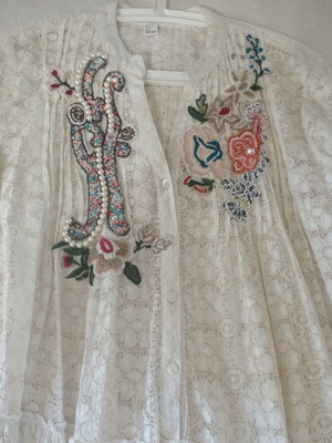 Anvil lace tunic with embroidery, like new, white, XL