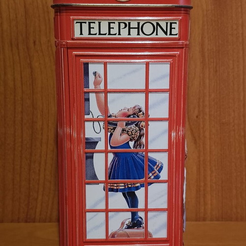 Metal money box shaped like a telephone kiosk like new