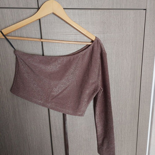 One Sleeve Crop Top Shein like new, pink gold glitter