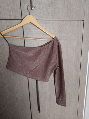 One Sleeve Crop Top Shein like new, pink gold glitter