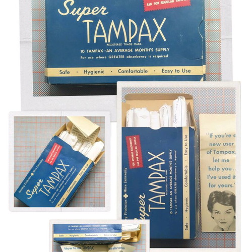 Vintage rare Tampax Super 10 tampon box used