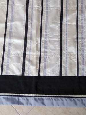 Κουρτίνα ρόμαν ταφτάς σαμπανιζέ με ρίγα μαύρη και γκρι, καινούργια