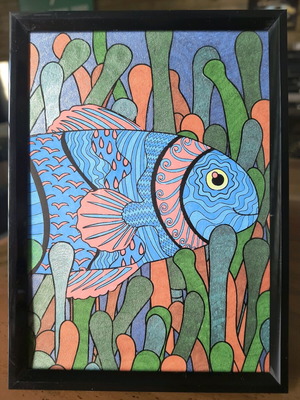 Hand-colored frame no. 27 new, ideal for children's room