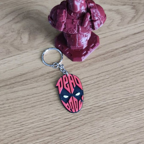 Deadpool keychain new, red, 3d printed