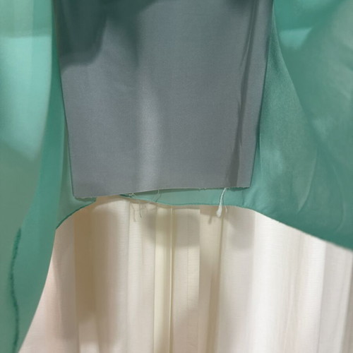 Strapless Dress with Denim Top and Turquoise Asymmetric Skirt used