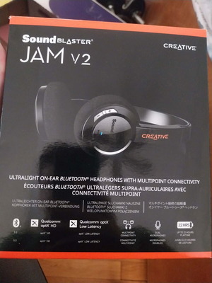 Creative Sound Blaster Jam V2 on ear headphones used, wireless/wired, 22 hours