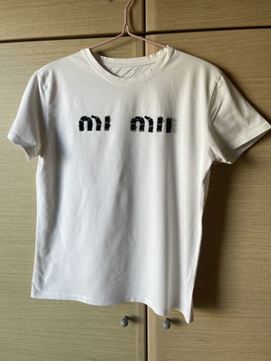 Miu Miu cotton T-shirt like new with embroidered beads, size M