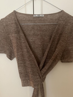 Zara linen blend wrap crop top coffee color like new