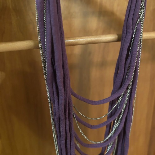 Long necklace new, purple and silver