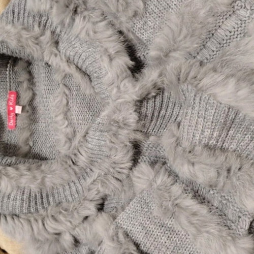 Bolero knitted with fur like new, size 140 cm, gray, for 10-12 years