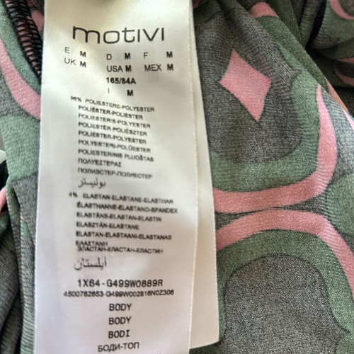 Motivi women's bodysuit top with long sleeves like new, geometric pattern