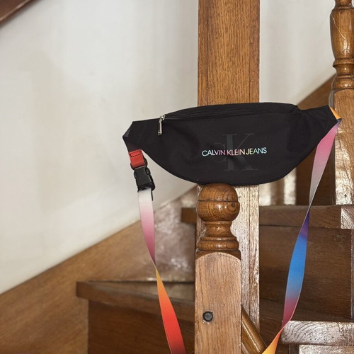 Calvin Klein Jeans black waist bag like new with rainbow strap