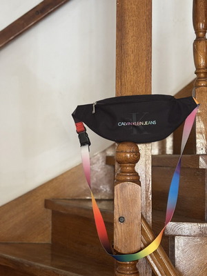 Calvin Klein Jeans black waist bag like new with rainbow strap