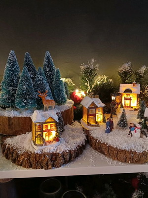 Christmas village used with lights and battery operation
