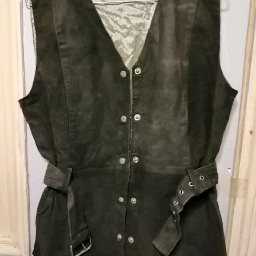 Indian genuine leather vest like new, size M/L, olive-brown