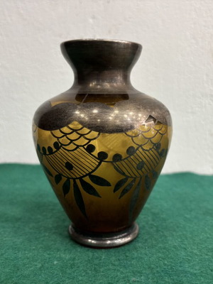 Old vase with silver details used, height 13cm