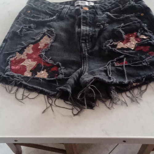 Zara women's black denim shorts like new, size XS