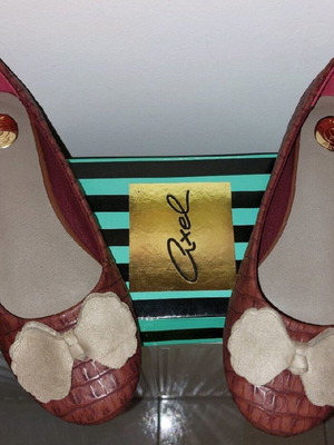 Axel ballerinas new, size 38, brown-bordeaux croc with bows