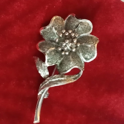 Vintage silver plated brooch used