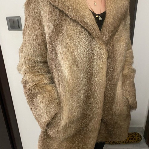 Natural nutria fur coat like new, beige, size S-L