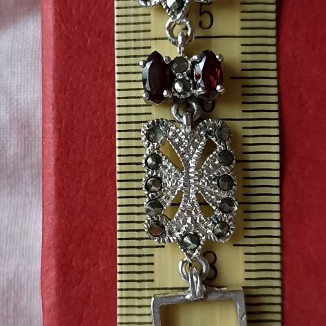 Silver bracelet 925 with garnet and marcasite, like new