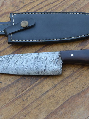 Damascus Hand Forged Vintage Kitchen Chef Knife Rose Wood Handle
