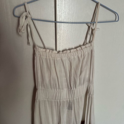 Long linen dress like new, beige and brown
