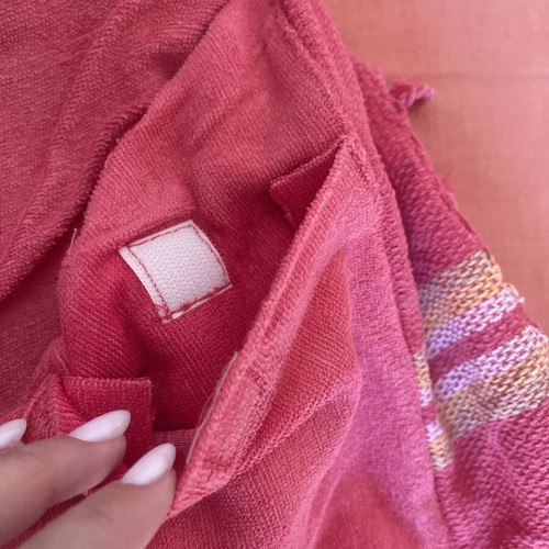 Vintage Marie Claire double-sided beach towel used, fuchsia