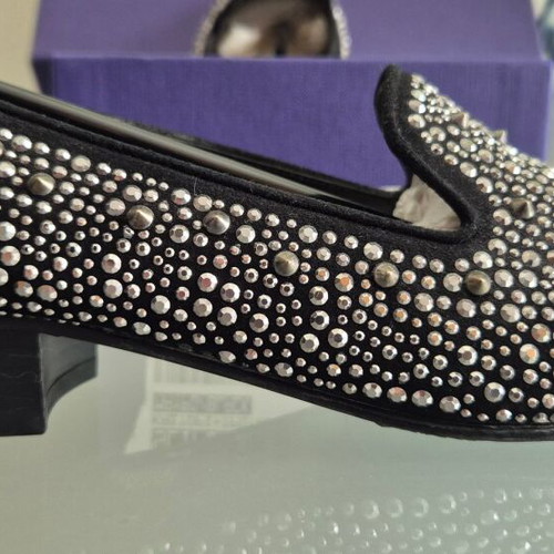 Stuart Weitzman black suede loafers with studs, size 37