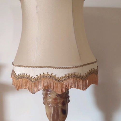 Table lamp with marble base and fabric shade, like new