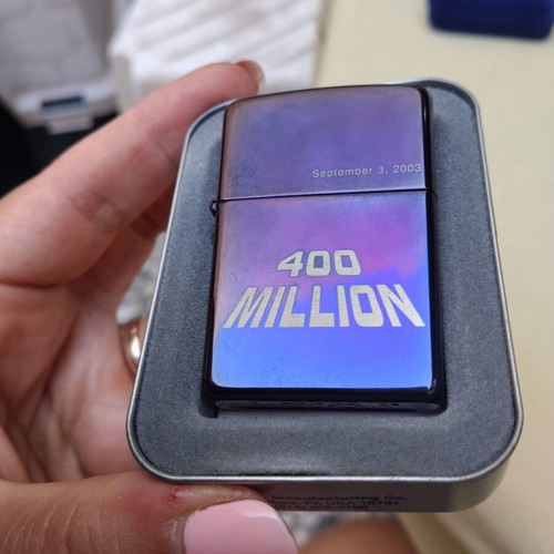 Zippo 2003 "400 Million" Mood Indigo lighter like new, collectible edition