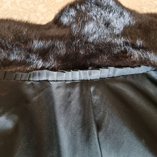 Mink fur coat single-piece handmade like new, black