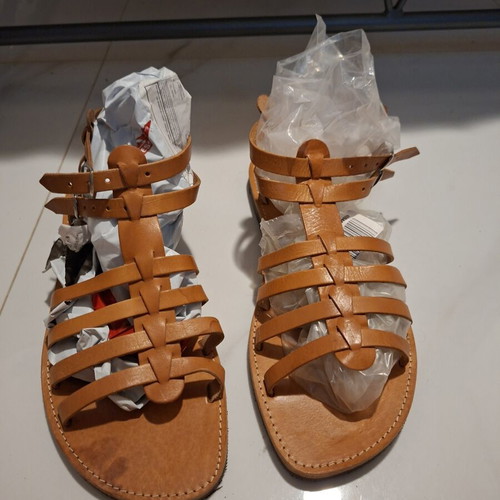 Ges Sandals handmade men's leather brown size 48, like new